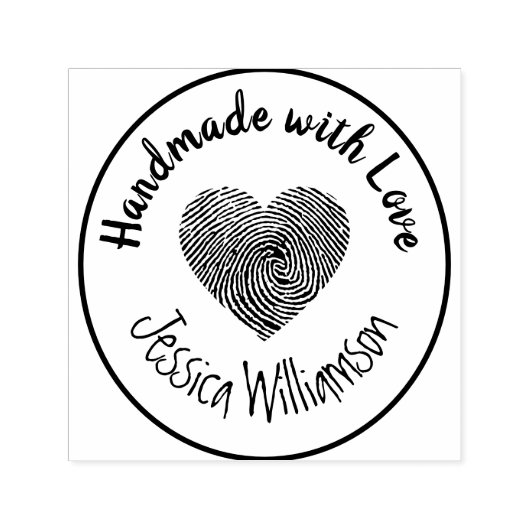 Tampon Auto-encreur Nom personnalisé fait à la main avec coeur d'amour (Design)