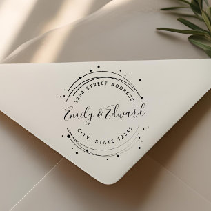 Tampon Auto-encreur Noms de calligraphie circulaire moderne Adresse de