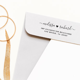 Tampon Auto-encreur Noms de script du coeur du mariage et adresse de r