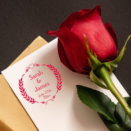 Tampon Auto-encreur Noms des nouveaux mariés personnalisés et date du