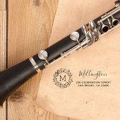 Tampon Auto-encreur Notes musicales rondes Nom Script & Adresse de ret