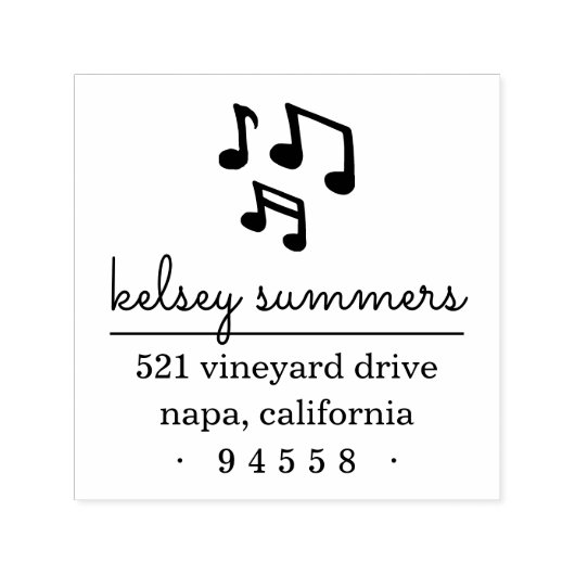 Tampon Auto-encreur Notes musicales Timbre d'adresse de retour (Design)