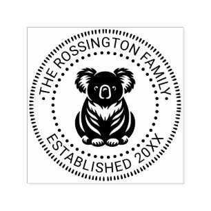 Tampon Auto-encreur Nounours Famille de Koala Date de Fondation 