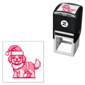 Tampon Auto-encreur Nous vous souhaitons un joyeux Noël avec un chien  (En situation)