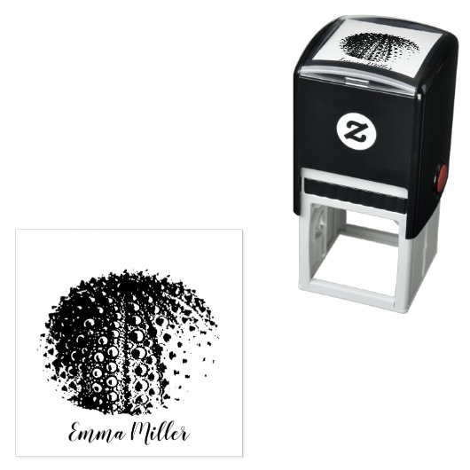 Tampon Auto-encreur Ocean Art Sea Urchin Signature personnalisée (En situation)