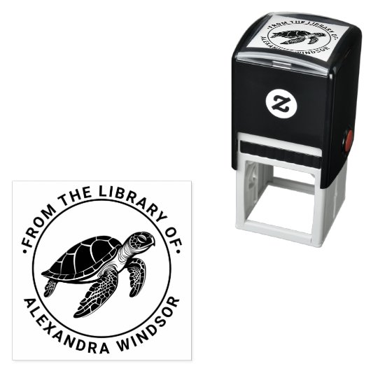 Tampon Auto-encreur Ocean Sea Turtle #4 Library Book Name (En situation)
