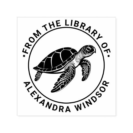 Tampon Auto-encreur Ocean Sea Turtle #4 Library Book Name (Design)