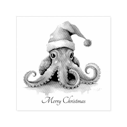 Tampon Auto-encreur Octopus Christmas Joy, coutume (Design)