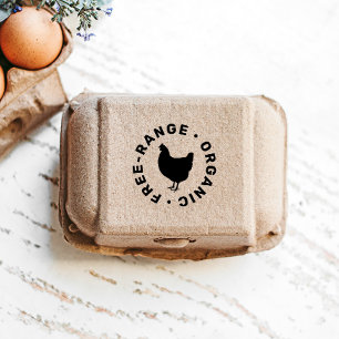 Tampon Auto-encreur Oeufs frais de ferme simples Silhouette de poulet