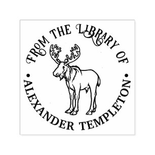 Tampon Auto-encreur Orignal Rustique Avec Bois #2 Nom du livre de bibl