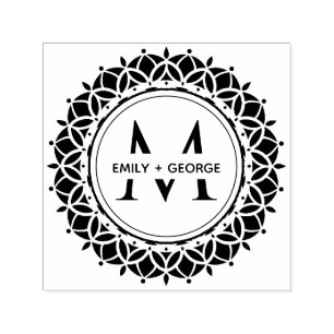TAMPON AUTO-ENCREUR ORNATE CLASSIQUE MANDALA MONOGRAM PERSONNALISÉ NO
