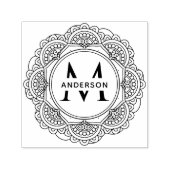 TAMPON AUTO-ENCREUR ORNATE CLASSIQUE MANDALA MONOGRAM PERSONNALISÉ NOM (Design)