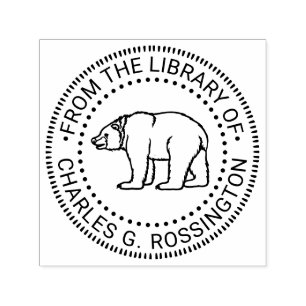 Tampon Auto-encreur Ours Rustique #6B Nom du livre de la bibliothèque 
