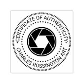 Tampon Auto-encreur Ouverture de caméra "Certificat d'authenticité" (Design)