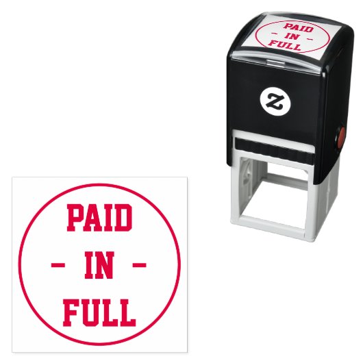 Tampon Auto-encreur "PAIÉ EN PLEIN" dans un plan circulaire (En situation)