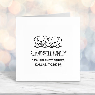 Tampon Auto-encreur Pair of Labrador Dogs Peeking Family Adresse