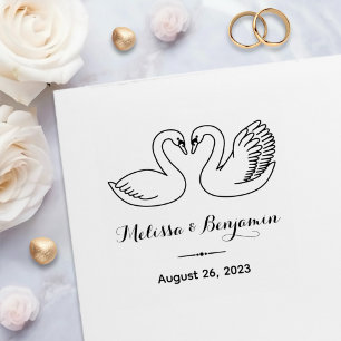 Tampon Auto-encreur Paire de cygnes Enregistrer la date Anniversaire M