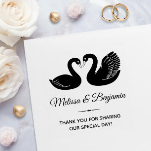 Tampon Auto-encreur Paire de cygnes noirs Merci Mariage