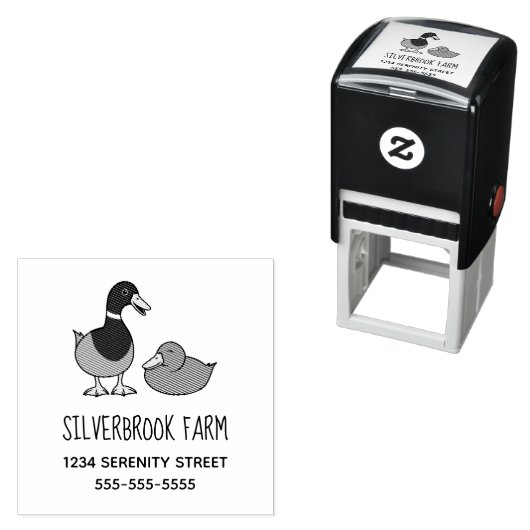 Tampon Auto-encreur Paire de Mallard Ducks Adresse agricole (En situation)