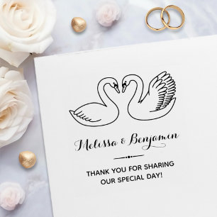 Tampon Auto-encreur Paire de Swans Mariage Anniversaire Merci