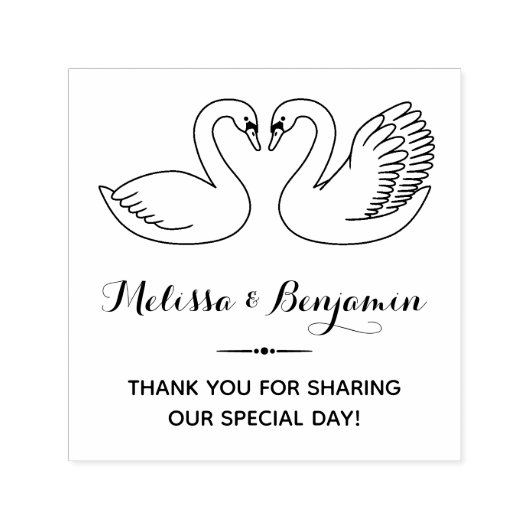 Tampon Auto-encreur Paire de Swans Mariage Anniversaire Merci (Design)