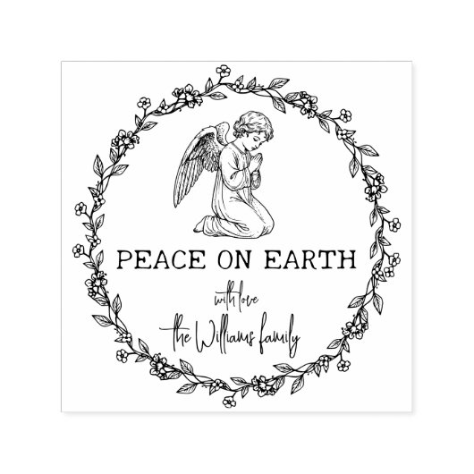 Tampon Auto-encreur PAIX SUR TERRE Angle dans la prière Noël chrétien (Design)