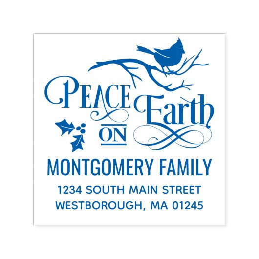 Tampon Auto-encreur Paix sur Terre Citation de Noël Typographie (Design)