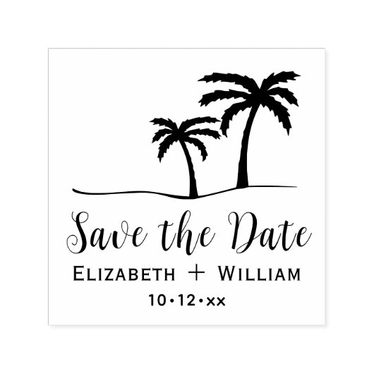 Tampon Auto-encreur Palm Trees Tropical Enregistrer la date Nom Date (Design)