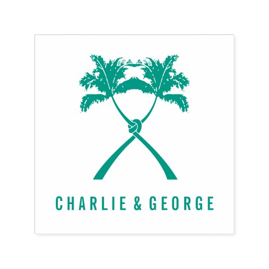 Tampon Auto-encreur Palmiers noués Destination Tropicale Mariage (Design)