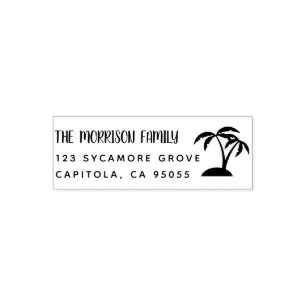 Tampon Auto-encreur Palmiers tropicaux & Nom de famille Adresse de ret