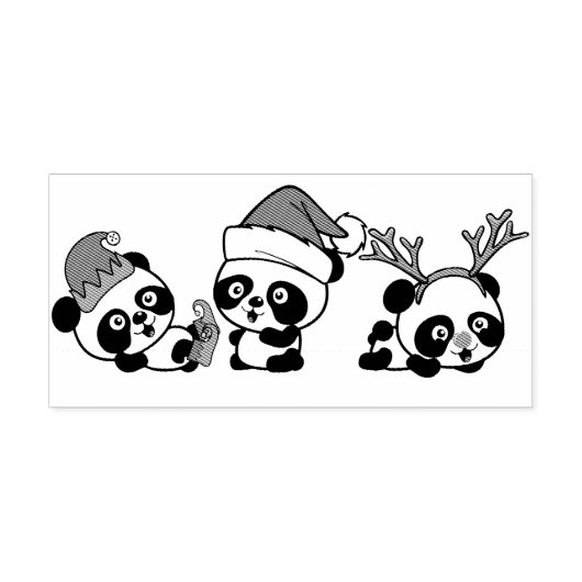 Tampon Auto-encreur Pandas de Noël (Design)