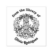 Tampon Auto-encreur Panneau de Paix Florale Retro de la Bibliothèque d (Design)