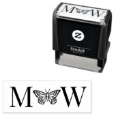 Tampon Auto-encreur Papillon #3 Couple Mariage 2 Monogramme initial (En situation)