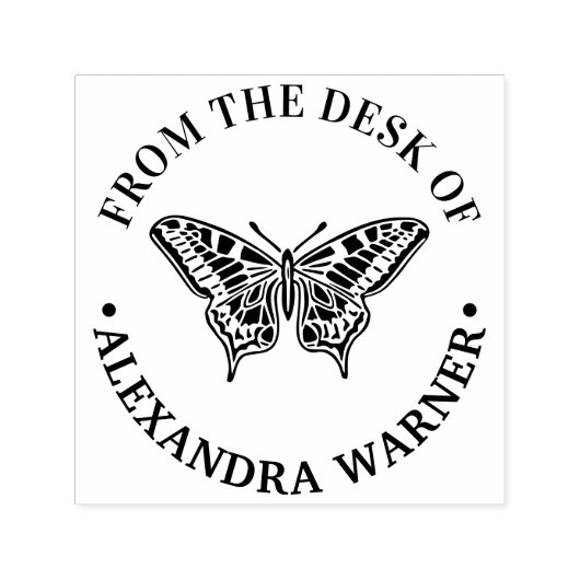 Tampon Auto-encreur Papillon #3 Silhouette Ronde “De la part de” (Design)