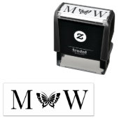 Tampon Auto-encreur Papillon #4 Couple Mariage 2 Monogramme initial (En situation)