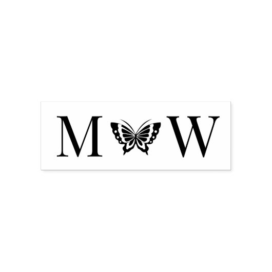 Tampon Auto-encreur Papillon #4 Couple Mariage 2 Monogramme initial (Design)