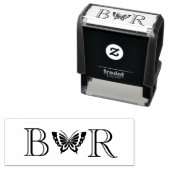 Tampon Auto-encreur Papillon #4C Couple Mariage 2 Monogramme initial (En situation)