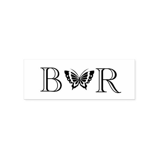 Tampon Auto-encreur Papillon #4C Couple Mariage 2 Monogramme initial (Design)