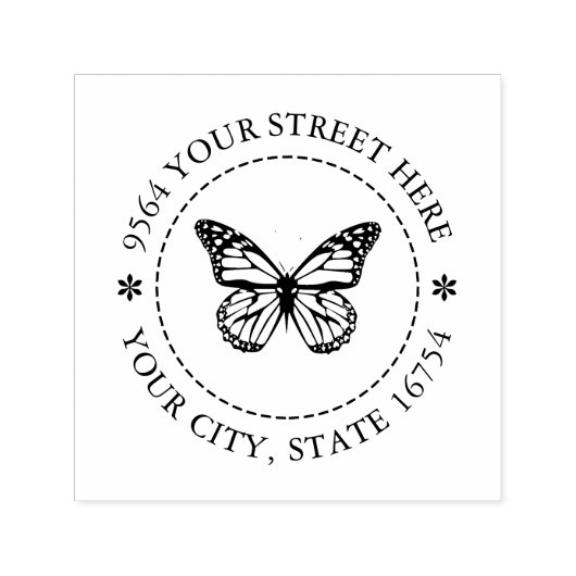 Tampon Auto-encreur Papillon Monarque, Stam Autocollant Adresse Person (Design)
