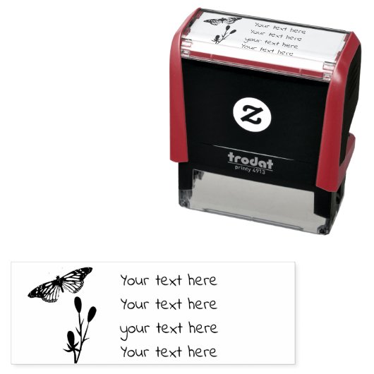 Tampon Auto-encreur Papillon nature personnalisable (En situation)