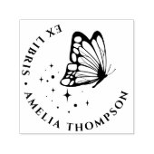 Tampon Auto-encreur Papillon personnalisé & Étoiles Round Ex Libris Pl (Design)