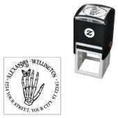 Tampon Auto-encreur Papillon sur Squelette Nom de la main Adresse de r (En situation)