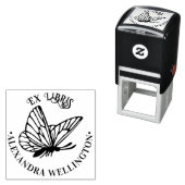 Tampon Auto-encreur Papillon SV Ex Libris Nom du livre de bibliothèque (En situation)