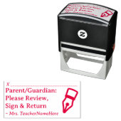 Tampon Auto-encreur "Parent/Gardien : Veuillez vérifier, signer et ret (En situation)