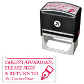 TAMPON AUTO-ENCREUR "PARENT/GUARDIAN : S'IL VOUS PLAÎT SIGNER ET RETOU (En situation)