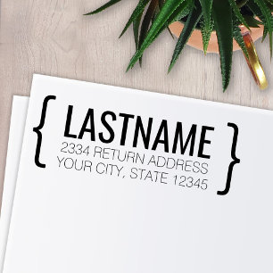 Tampon Auto-encreur Parenthèse moderne avec nom et adresse de retour