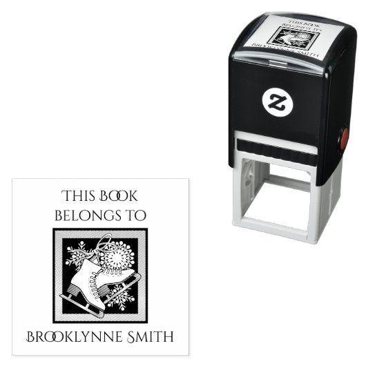 Tampon Auto-encreur Patinage Moderne sur Glace Ce Livre Appartient à E (En situation)