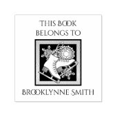 Tampon Auto-encreur Patinage sur glace moderne Ce livre appartient à e (Design)