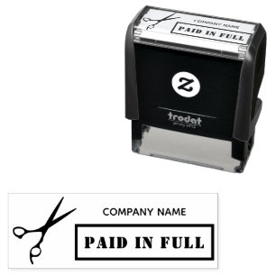Tampon Auto-encreur Payé dans les ciseaux d'entreprise complète Salon 