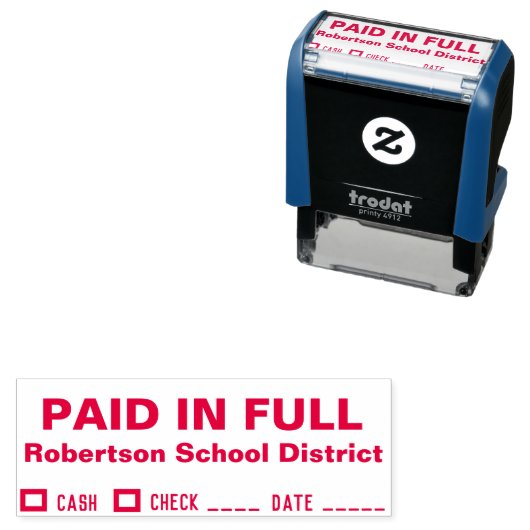 Tampon Auto-encreur PAYÉ EN Timbre ENTIÈREMENT Personnalisé (En situation)